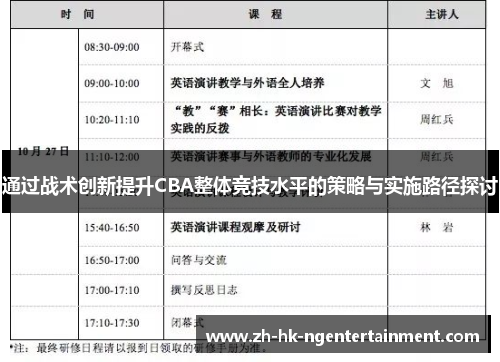 通过战术创新提升CBA整体竞技水平的策略与实施路径探讨